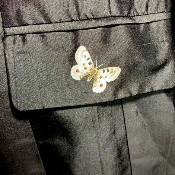 GRAMERCY ATELIER NY Silk Crosby Jacket in Custom Printed Black Butterfly Effect - Picture 6 of 9
